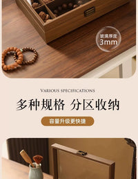 Walnut Wood Storage Box for Walnuts and Bracelets, Transparent Lid, Large Capacity