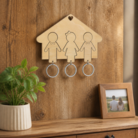 Personalized Wooden Key Holder, Wall Mount Key Hook for New Homeowners, Modern Art Key Hanger with Screw-in Installation