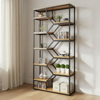 Geometric Partition Shelf Freestanding Industrial Bookshelf Uncovered Back
