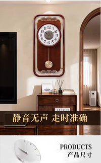 金钟宝实木挂钟客厅新中式静音墙壁钟表家用高级感时钟复古石英钟