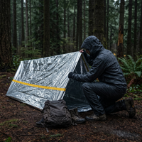 Outdoor Emergency Survival Tent, Silver Insulated Rescue Shelter for 1 Person
