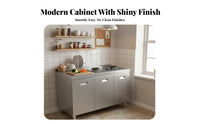 Anti-Rust Stainless Steel Kitchen Cabinet Waterproof Metal Kitchen Storage Cabinet Easy to Clean Freestanding Metal Cupboard Heavy-Duty Construction for Small Apartment Dwellers, Homeowners, Pantry, Utility Room, Garage, Bathroom