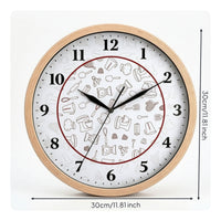 Kitchen Wall Clock Wood-Look Wall Clock with Glass Front Large Numbers