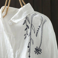 Embroidered Shirts for Women with Loose Fit Design, Casual White for Summer and Everyday Wear, Plus Size Blouse UK