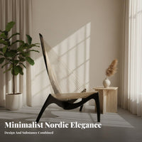 Harp spine Armchair Nordic Design Lounge Chair Designer Inspired Minimalist Aesthetic for Interior Decorators, Book Lovers