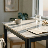 Square Table with Chairs Space Saving Square Pedestal Dining Set Easy to Clean Comfortable Seating for Families, Hosts, Kitchen