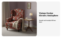 sturdy Wood Frame Upholstered high-rear armchair Armchair Vintage Design high-rear armchair Chair Jacquard Fabric Single Sofa Floral Pattern for Apartment Dwellers, Readers, Homeowners, Living Room, Bedroom, perusing alcove, Lounge Area