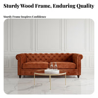 plush fabric Upholstery Tufted 3-Seater Couch Retro Design 3-Seater Couch Small Apartment space-conscious Sofa High-Resilience Foam for Homeowners, Families, Students, Home, Lounge Area, Bedroom, Office