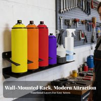 Wall Mount Spray Bottle Holder Space Saving Spray Bottle Storage Rack Heavy Duty Wall Mount Can Organizer for Mechanics, Garage, Workshop