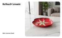 Tomato Shaped Plate Smooth Glaze Produce Motif Tableware Festive Serving Platter for Party