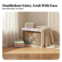 Foldable Storage Box with Doors Large Capacity Stackable Plastic Organizer Bin