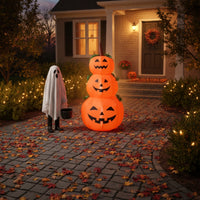 Freestanding Inflatable Jack-O'-Lantern Stack Seasonal Lighted Jack-O'-Lantern Scene Classic Spooky Halloween Inflatable Scene Outdoor for Yard, Porch, Garden, Party
