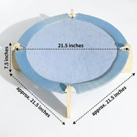 Elevated Cat Bed with Two-Tier Round Woven Design, Wood Cat Hammock with Cooling Mat for Indoor Cats, Raised Bed Indoor Resting Place for Pets
