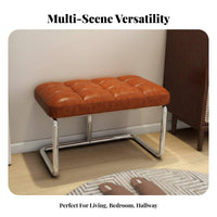 Tufted Entryway Stool Comfortable Seat Pad Button-Tufted Ottoman Versatile Versatile Use for Families, Adults, Bedroom
