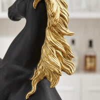 Rearing Horse Figurine Golden-Hued Accents Horse Resin Figurine Textured Base