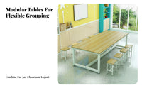 Colorful Kindergarten Table and Chair Set Multiple Colors Available Primary School Art Desk and Stool Versatile Modular Training Class Table