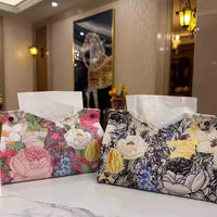 New Ins Oil Painting Flower Leather Tissue Box for Living Room and Hotel