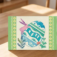 4 Pcs Easter Placemats Watercolour Pink Bunny and Blue Egg Design Table Mats Washable Linen Look Dining Set for Spring Holiday Kitchen Decoration