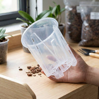 Clear Plant Pots with Drainage and Slotted Walls, Resin Repotting Pots for Home Gardening, Portable Flower Pots with High Underground Visibility
