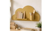 Perforated Wooden Pegboard Solid Wood Wall-Mounted Pegboard Painted Finish Modular Peg Board Wall Rounded Contours