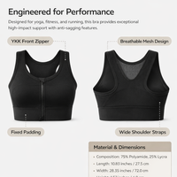 Sports Bras Women High Impact Compression with Front Zipper for Easy On Off, Padded Support for Running and Gym Workouts