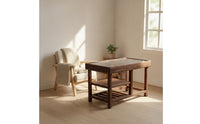 Wood-Grain Dollhouse Table with Shelves Realistic Miniature Living Room Table Decorative Furniture Compact for Photography Props