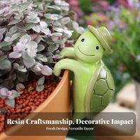 Resin Turtle Statue Weather Resistant Turtle Pot Hug Low Maintenance Resin Tortoise Ornament for Patio, Balcony, Indoor