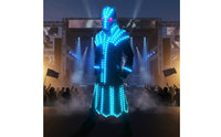 Full-Body LED Costume Glow Glowing Suit with Helmet Nightclub Light up Costume Wearable for Cosplayers, Halloween