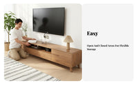 Long-Lasting Construction TV Stand with Storage Safe Rounded Corners Modern TV Stand Cable Management Low Profile Media Console Recessed Handles for Bedroom