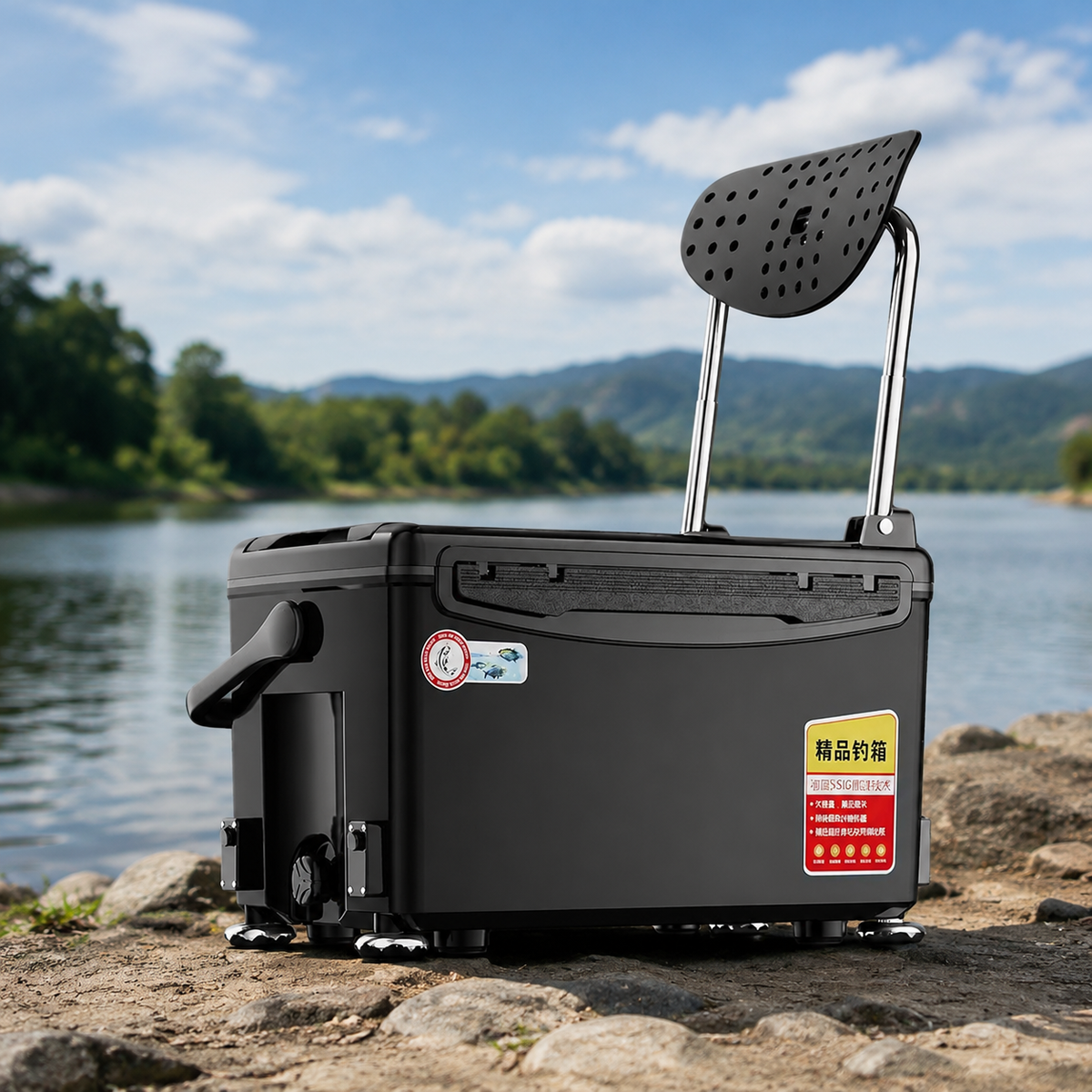Multi-functional Tackle Box Seatable Fishing Gear Storage Bucket Mouth Black 500kg Load Capacity Anti-shake