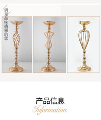 婚庆道具 新款麻花烛台桌花花器 欧式金色电镀摆件 T台路引装饰