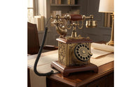Vintage Rotary Telephone Ornate Detailing Corded Rotary Phone Antique Telephone Gold Tone Vintage Desk Phone Coiled Cord