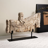 Horse Ornament with Metal Stand Vintage Horse Sculpture Timeworn Aesthetic Figurine for Living Room, Bookshelf