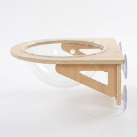 Cat Window Perch with Clear Acrylic Bowl, Solid Wood Window Bed and Hammock for Indoor Use, Fixed Mount No Drill Space Saving Cat Furniture