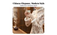 Women's Fleece Lined Ethnic Qipao Top, Modern Urban Short Style