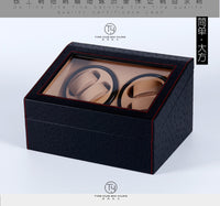 PU Leather Watch Winder Box with Ostrich Texture, 4+6 Slots, Automatic