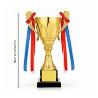 Metal Trophy Cup Tiered Trophy with Black Base Shiny Cup with Handles Shimmering for School Ceremonies