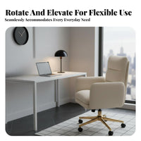 Upholstered Rolling Armchair 360° Swivel Vanity Stool Sturdy Base for Study Room