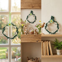 Easter Bunny Wreath Cute Design Easter Wreath Colorful Artificial Vine Decoration for Homeowners, Party Planners, Indoor, Outdoor, Classroom