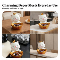 Cute Fortune Cat Storage Tray Decorative Cat Candy Holder
