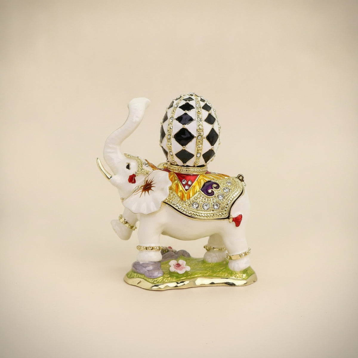 Elephant Trinket Box Decorative Elephant Jewelry Holder Auspicious Keepsake Figurine for Vanity