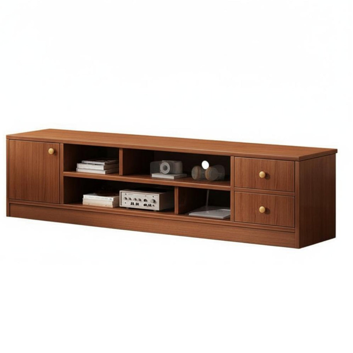 Wooden TV Cabinet with Storage Small Space Friendly for Bedroom