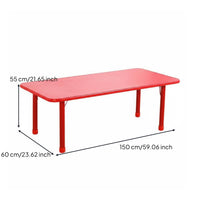 8 Pieces Rectangular Children's Activity Table Adjustable Height School Table Classroom Furniture Solid Wood Structure Fireproof Board Suitable for Preschool Early Education Center Daycare Home Playroom