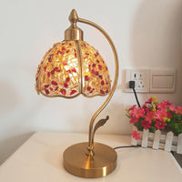 Vintage-Inspired Petal Shade Table Lamp Decorative Arched Stem Table Lamp Gold-Toned Ambient for Bedroom, Reading Nook, Study