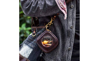 Treasure Pouch Storage Case Dustproof Leather Walnut Storage Bag Handmade Clear Window Collectible Pouch for Collectors