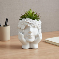 Woman Head Flower Pot Artistic Design Lady Head Planter Lightweight