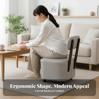 Upholstered Caster Seat with Backrest Easy to Move for Living Room, Kids, Adults