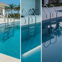 Flange-Mount 4-Step Pool Ladder Rustproof Pool Ladder with Handrails Heavy-Duty Easy Installation for Inground Pools