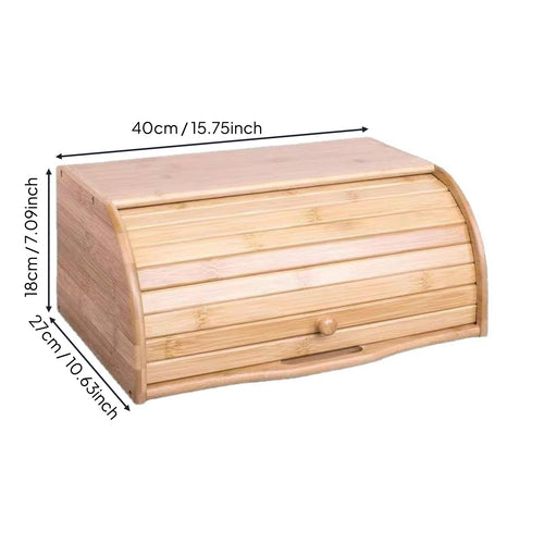 Bamboo Bread Box Japanese Style Countertop Bread Storage Box Mobile Kitchen Organizer