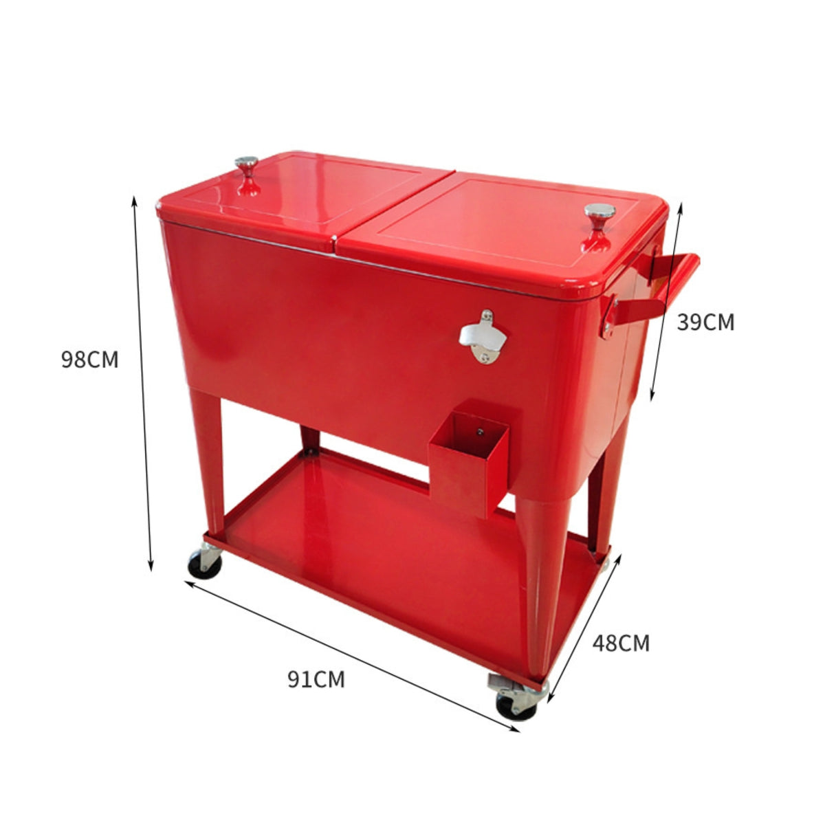 Insulated Rolling Cooler Easy to Clean Outdoor Storage Water Resistant